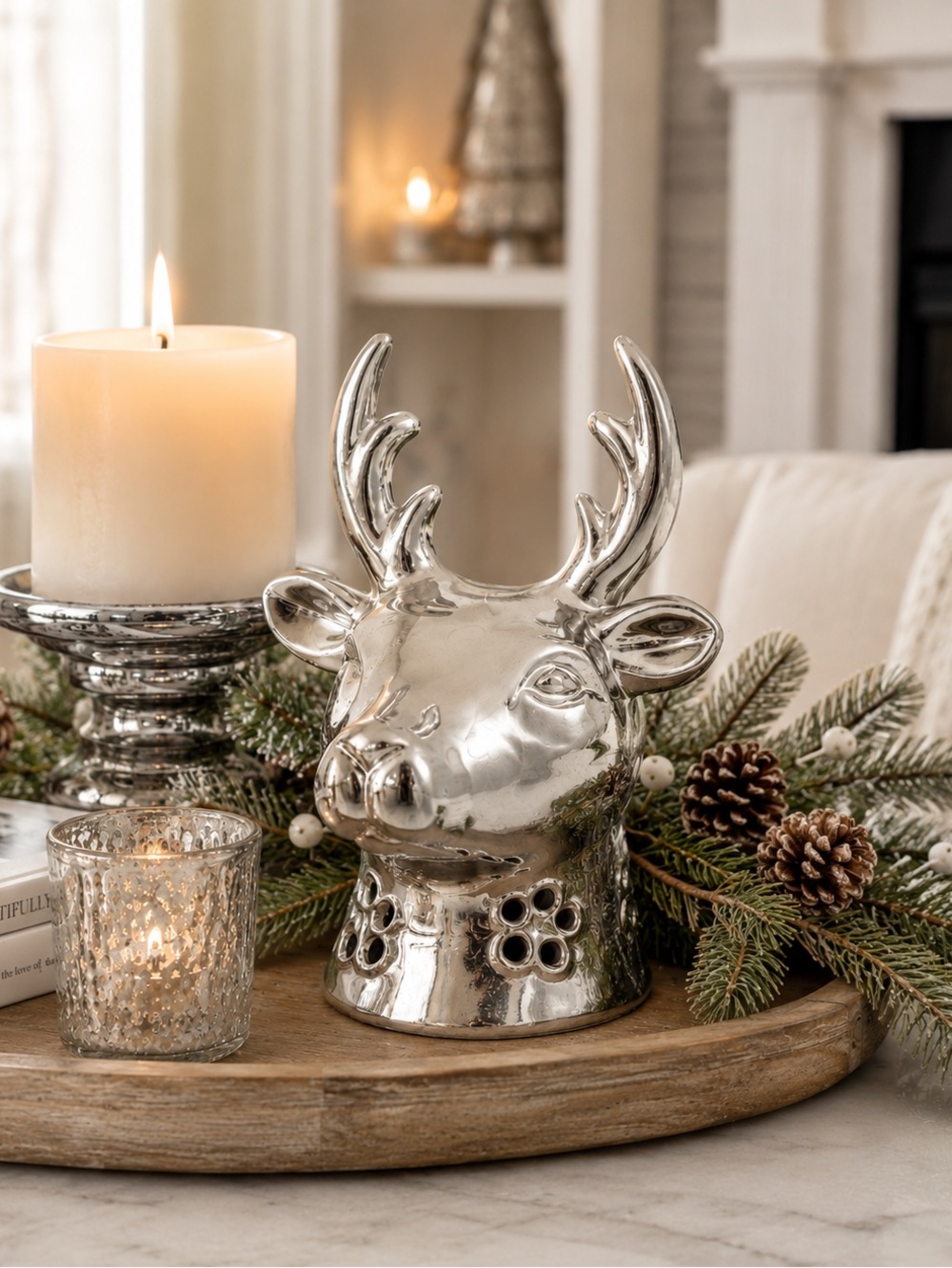 Silver Deer Head Winter Decor Office Decor diffuser reindeer Christmas decor